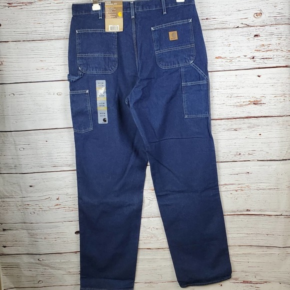 Carhartt Loose Original Fit Straight Leg Work Dungaree Men 38X36 Blue B13DST NWT - Picture 4 of 9
